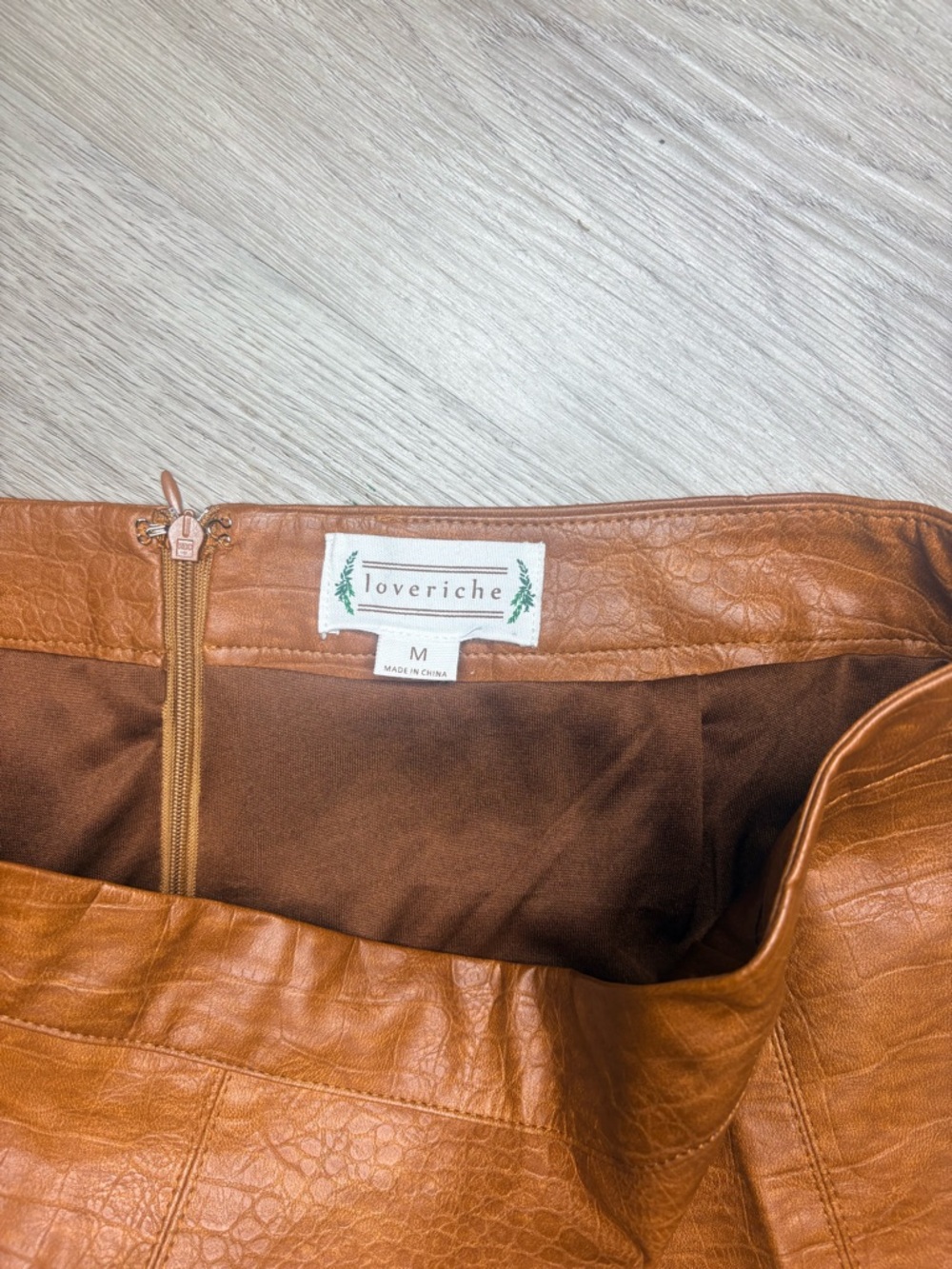 Love Riche Cognac Faux-Leather Mini Skirt - Picture 3 of 3